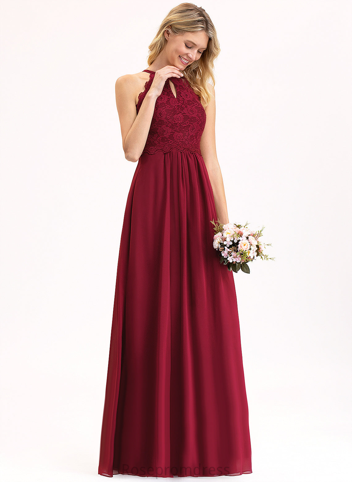 Jane Prom Dresses A-Line Scoop Lace Chiffon Floor-Length