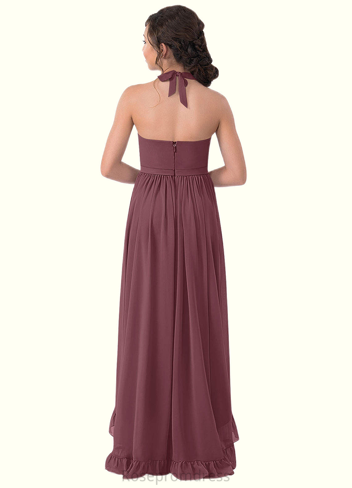 Phoenix A-Line Chiffon Asymmetrical Junior Bridesmaid Dress SRSP0019969