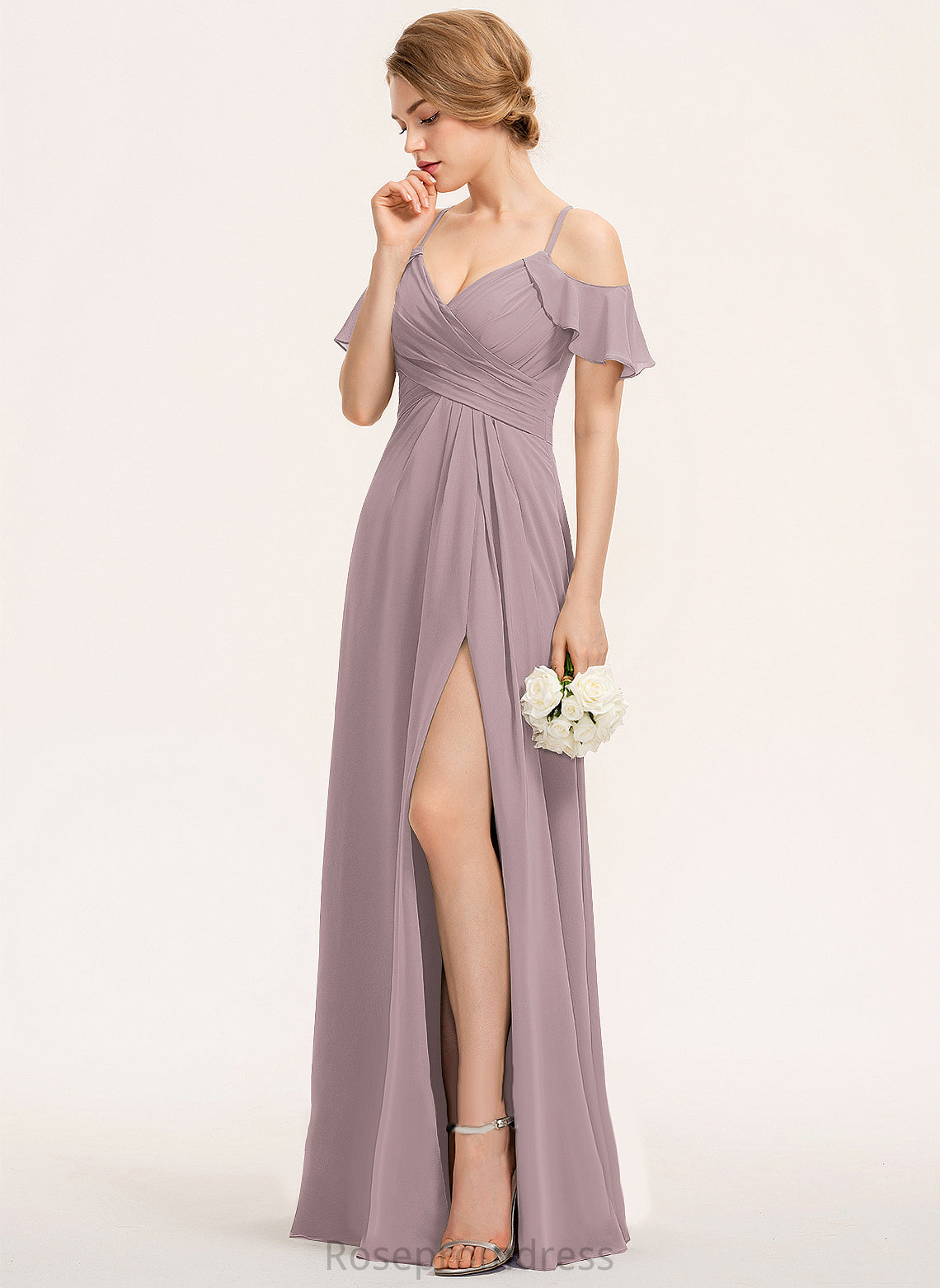 Fabric Straps&Sleeves Floor-Length A-Line Silhouette Pleated Length Embellishment Carley Floor Length Sleeveless Natural Waist Bridesmaid Dresses