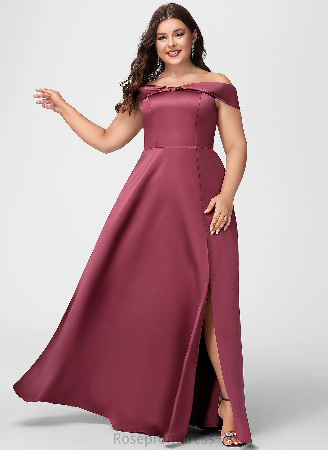 Silhouette Fabric Floor-Length Length Straps&Sleeves Neckline Satin A-line OfftheShoulder Ursula Bridesmaid Dresses