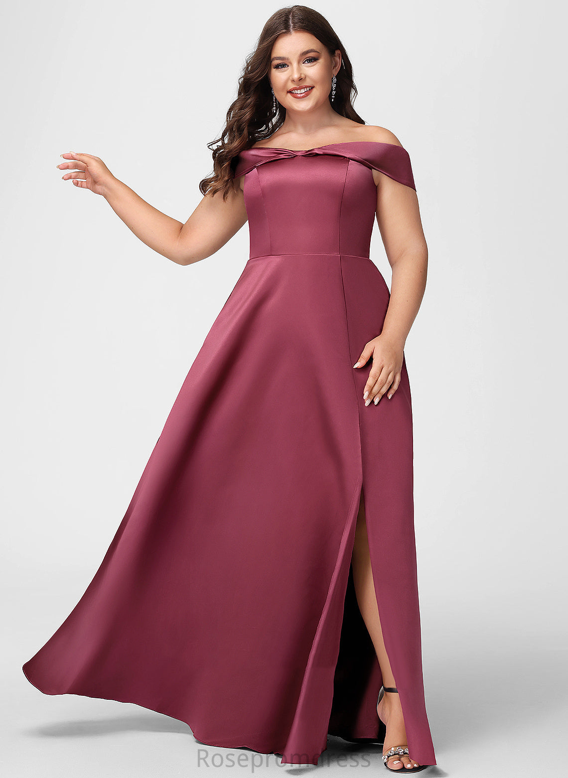 Neckline Fabric Length Floor-Length Embellishment Silhouette SplitFront Off-the-Shoulder A-Line Melinda Floor Length Sheath/Column Bridesmaid Dresses