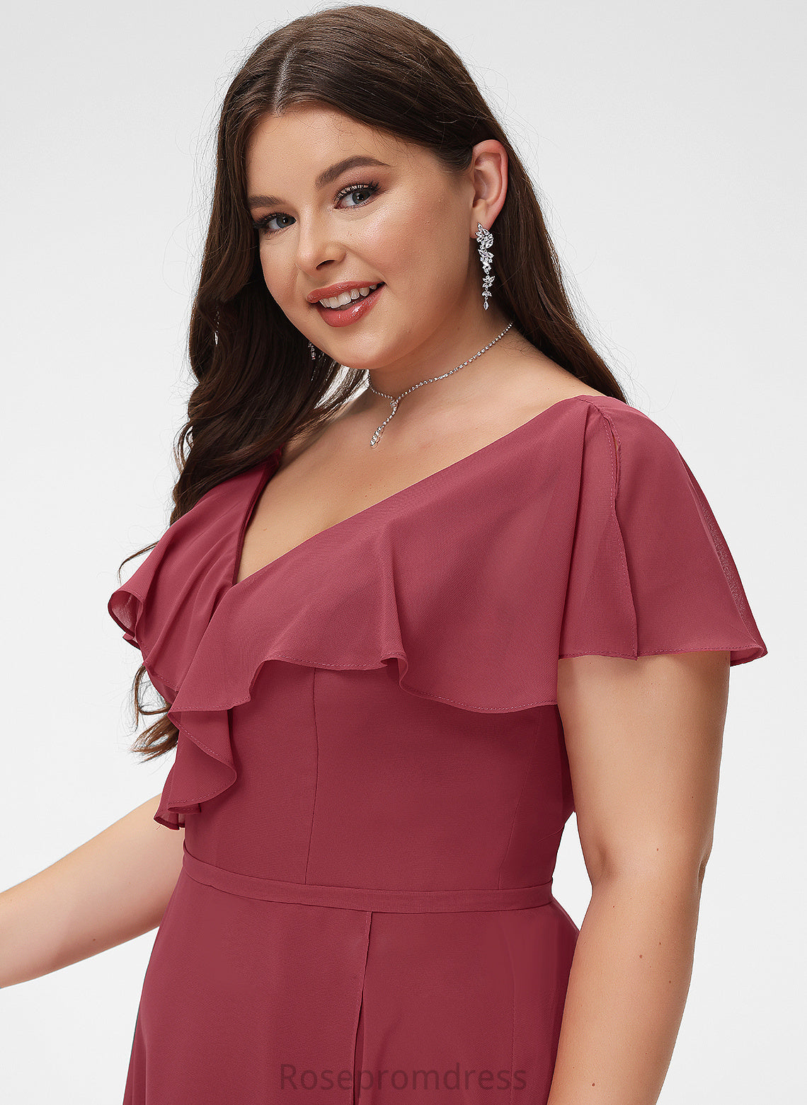 Janiyah V-neck Cocktail With Dress A-Line Cocktail Dresses Ruffle Chiffon Asymmetrical