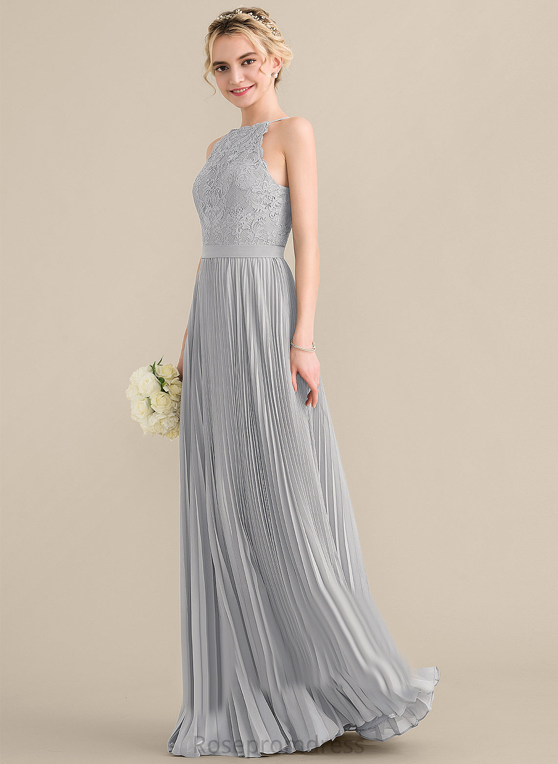 Length Embellishment Fabric Floor-Length A-Line Scoop Neckline Silhouette Pleated Helena Sleeveless Floor Length Bridesmaid Dresses