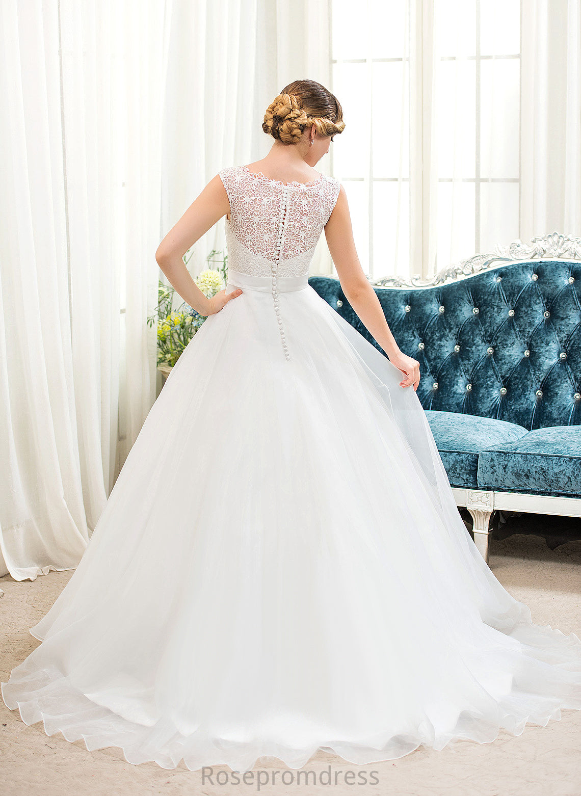 Ball-Gown/Princess Wedding Dresses Beading Sweep Dress Organza With Arielle Lace Wedding Train Satin Sequins