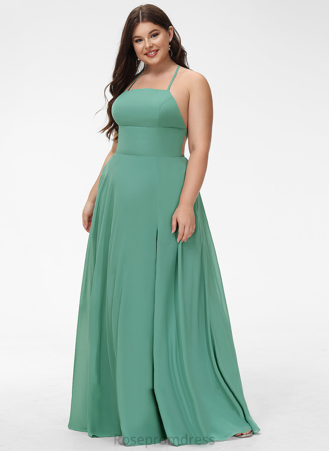 Chiffon Floor-Length Prom Dresses Vivian A-Line Square