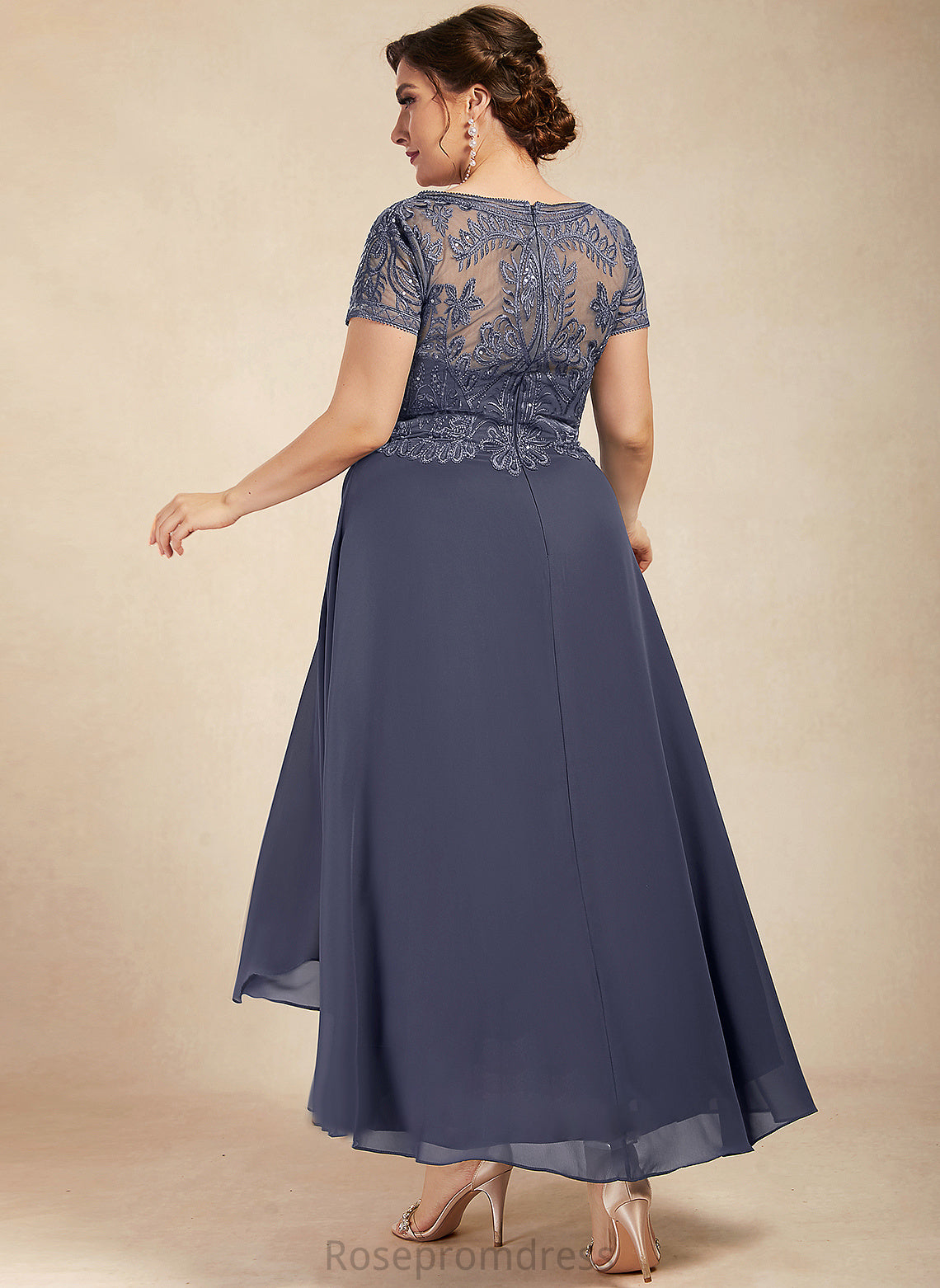 Asymmetrical Dress Mother of the Bride Dresses A-Line Bride Neck With Sequins Sandy Scoop Chiffon the Lace of Mother