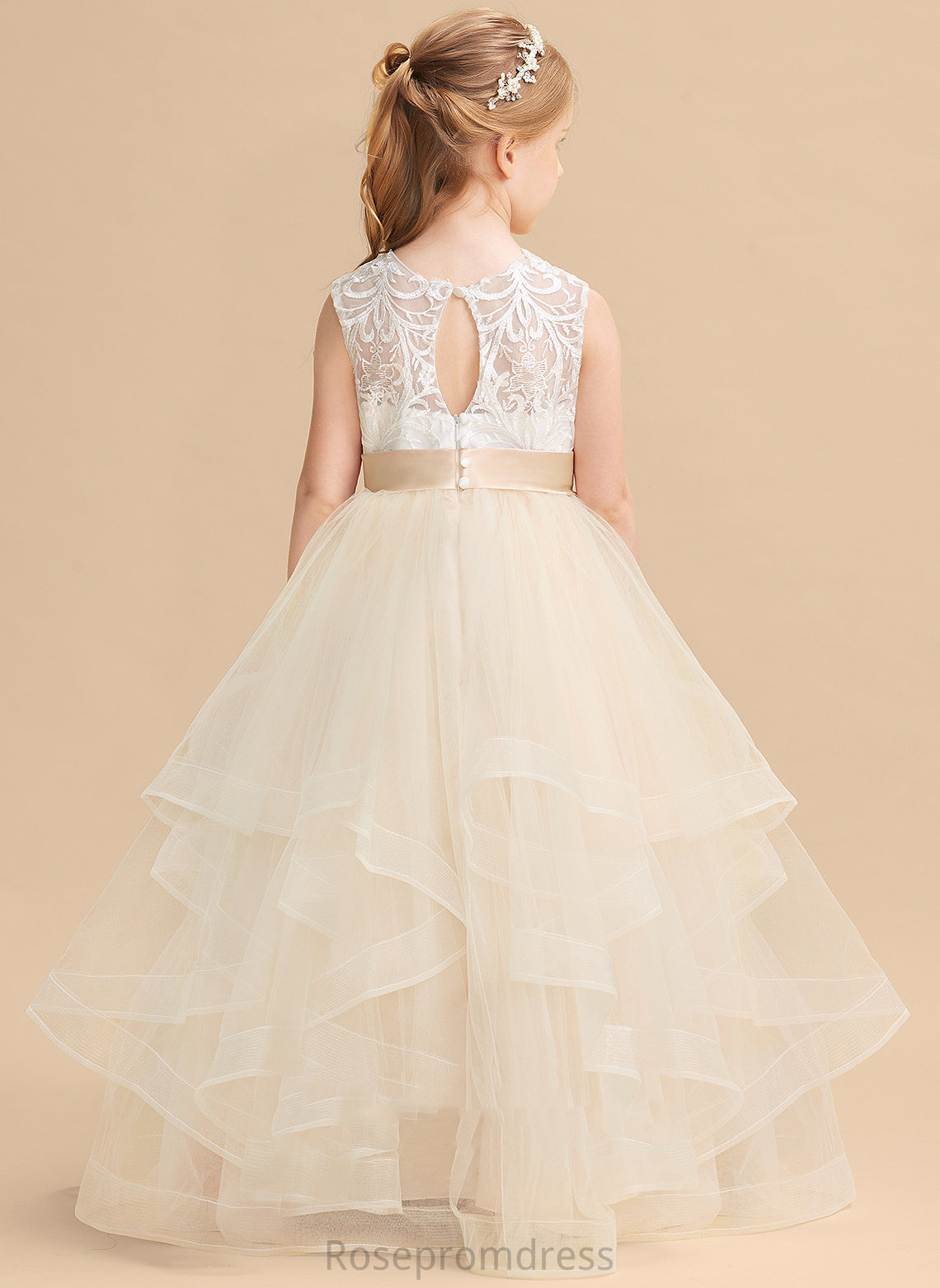 Flower Girl Dresses - Scoop Sleeveless Mavis Neck Flower Ball-Gown/Princess Girl Floor-length Tulle/Lace Dress