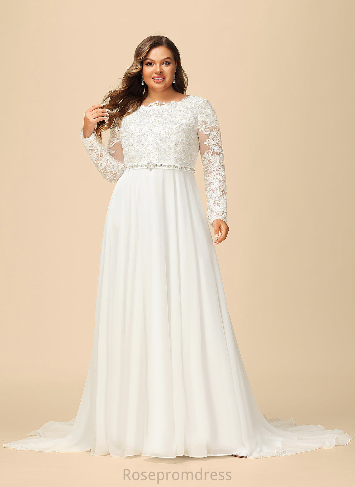 Train With Dress Briana Wedding Dresses Court Lace Wedding A-Line Chiffon Beading