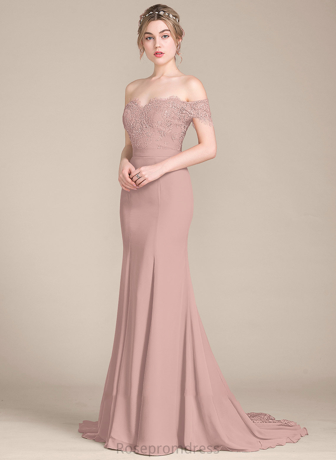 With Chiffon Sequins Winnie Off-the-Shoulder Lace Prom Dresses Train Court Trumpet/Mermaid