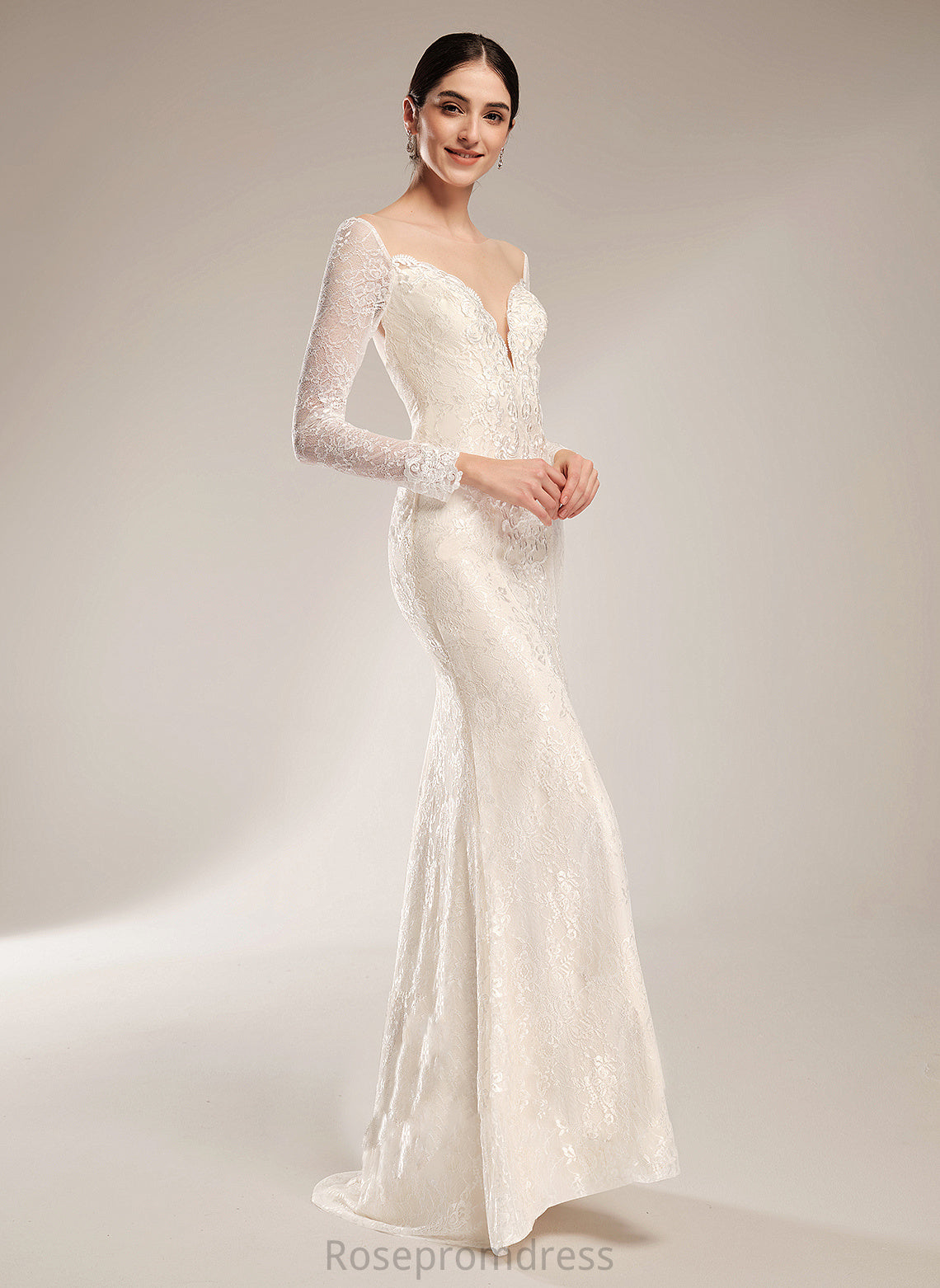 Illusion Beading With Katharine Train Dress Chiffon Court Trumpet/Mermaid Wedding Lace Wedding Dresses