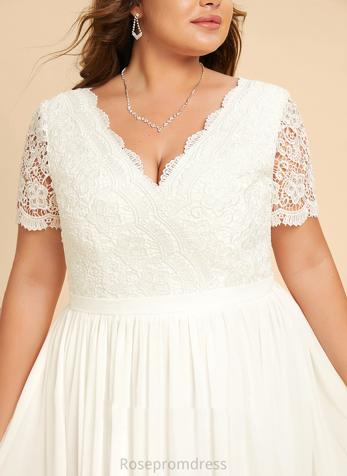 Dress Wedding Dresses Asymmetrical Wedding Lace With A-Line V-neck Morgan Chiffon