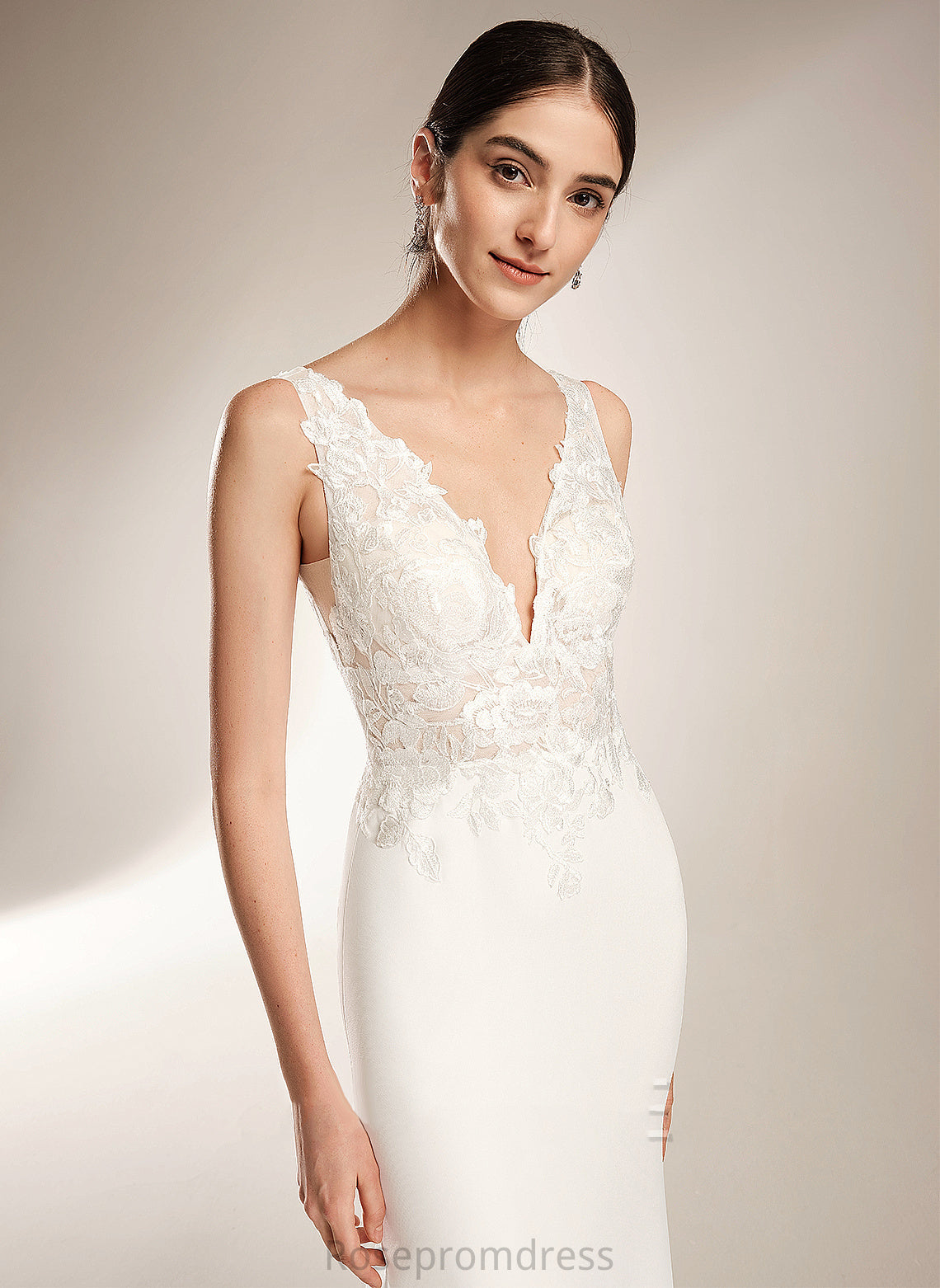 Sequins Stretch Court Dress Wedding Dresses Train Sheath/Column V-neck Alexus With Wedding Crepe