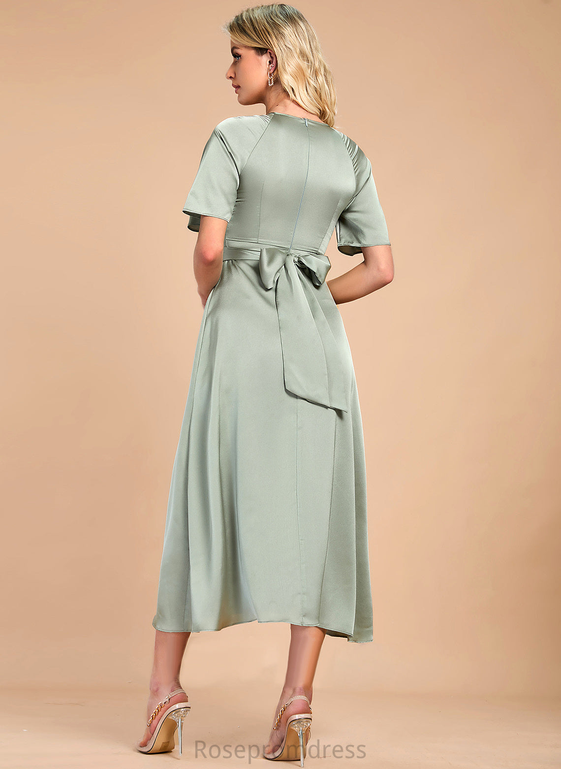 Cocktail A-Line Cocktail Dresses Dress Tea-Length Satin Madyson