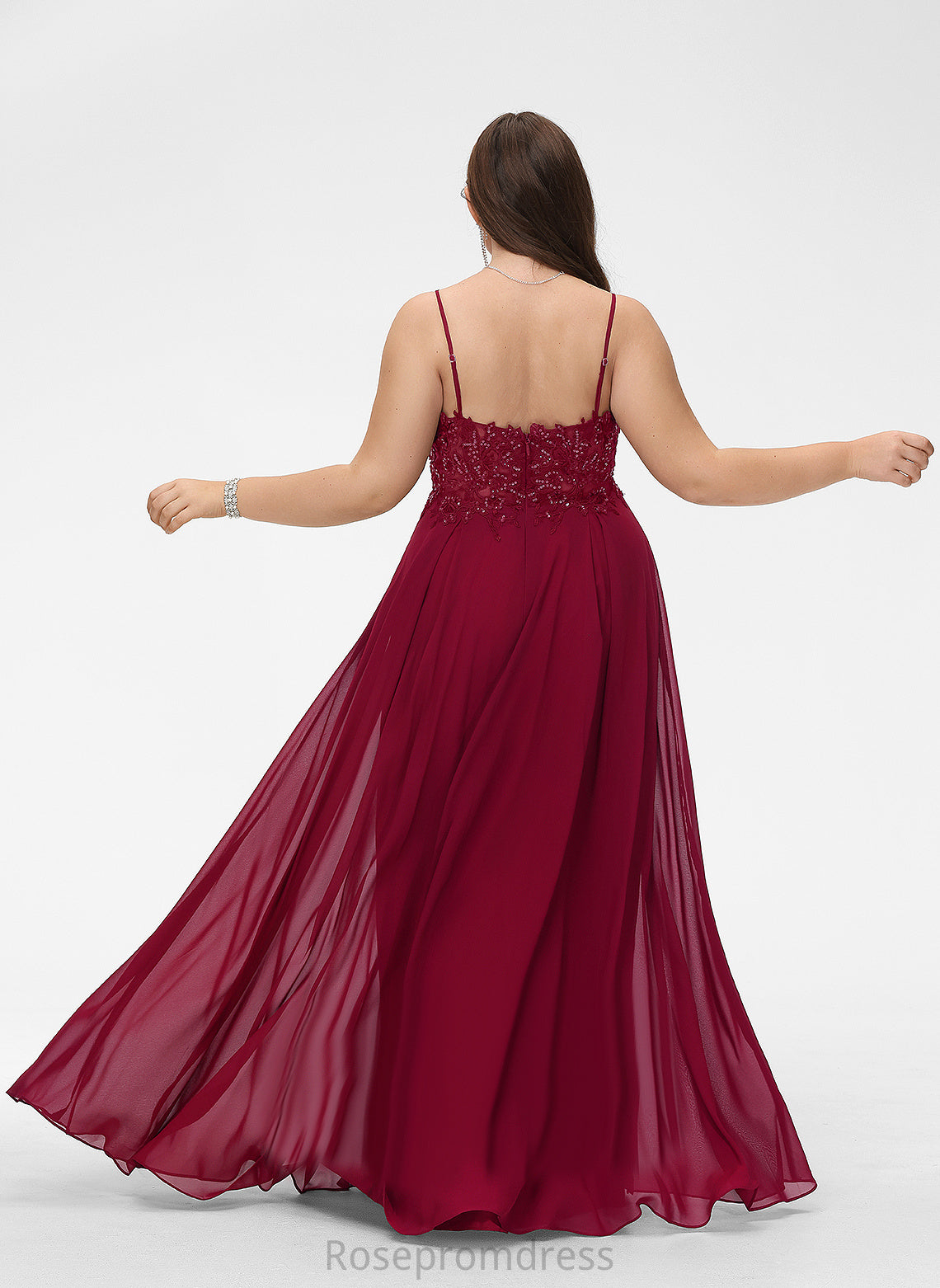 Prom Dresses Leila A-Line Chiffon Floor-Length Sequins V-neck With