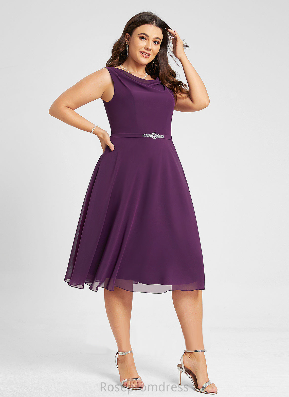 Cowl Beading Sequins Alexia With Neck Chiffon Knee-Length A-Line Cocktail Dresses Cocktail Dress