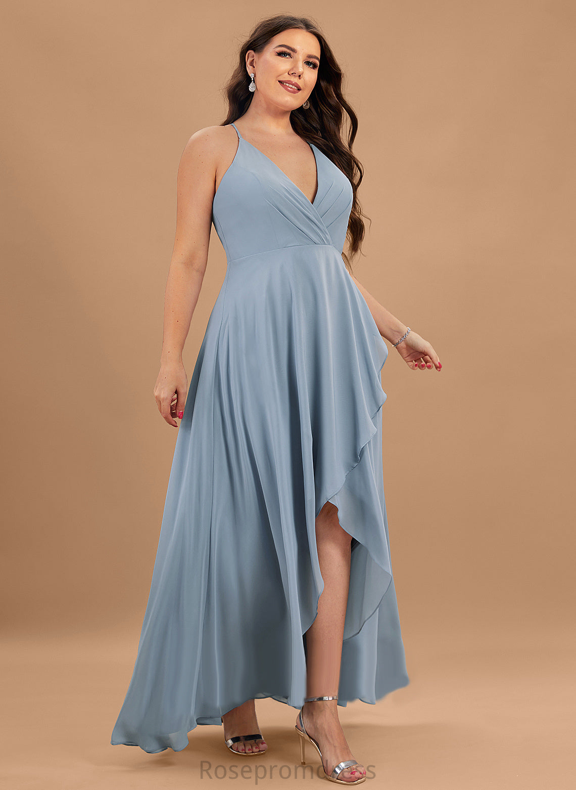 Chiffon V-neck Anabelle Prom Dresses A-Line Asymmetrical