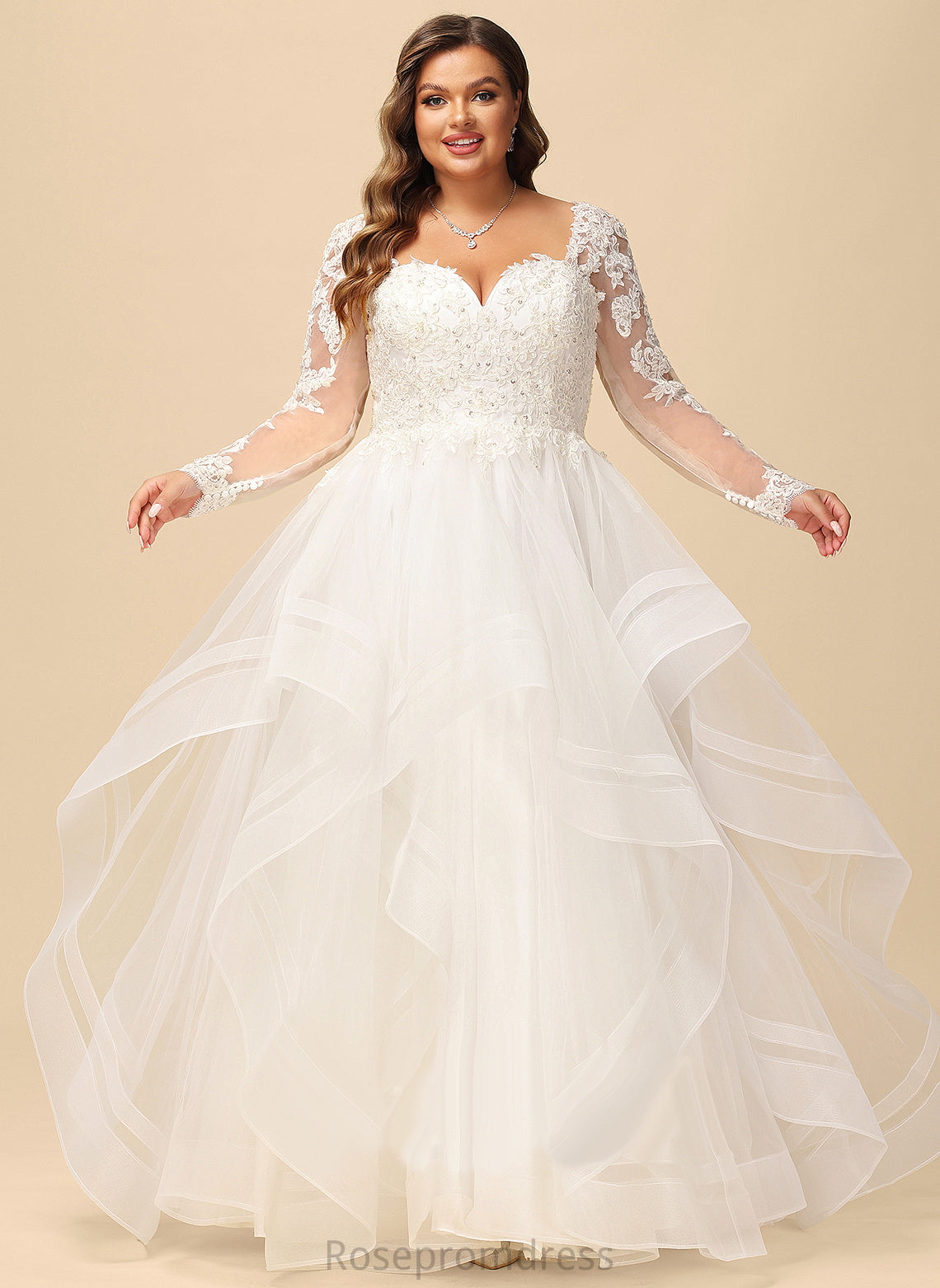 V-neck Lace Wedding Beading Floor-Length Ball-Gown/Princess Dress With Wedding Dresses Tulle Sequins Lynn