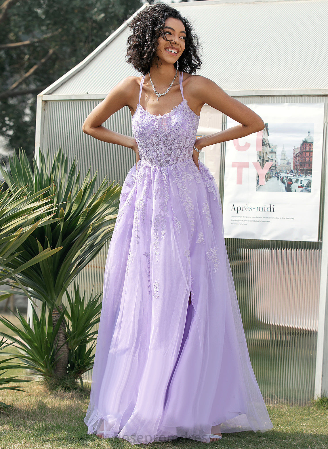 Tulle Scoop Prom Dresses Sequins Sweep With Mayra Train Ball-Gown/Princess Lace