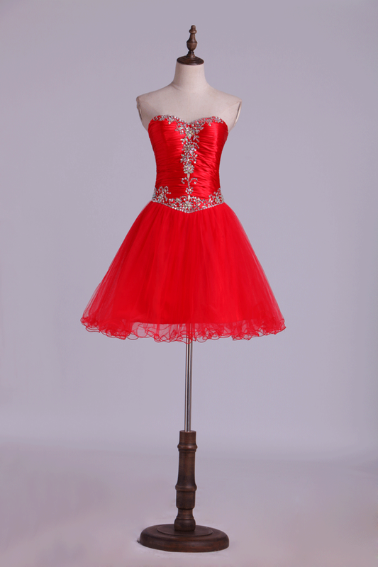 2024 Collection Homecoming Dresses A Line Sweetheart Beading Short Ruffles