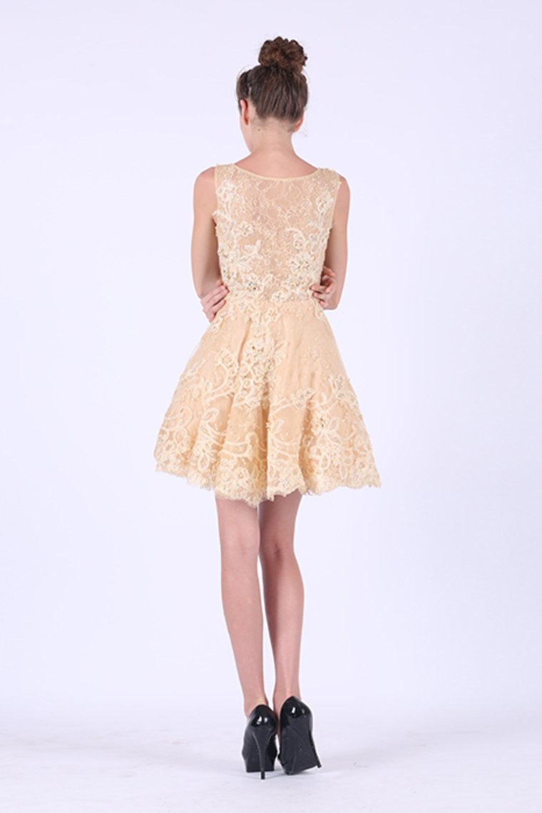 2024 Scoop Homecoming Dresses A Line Tulle With Applique Short/Mini