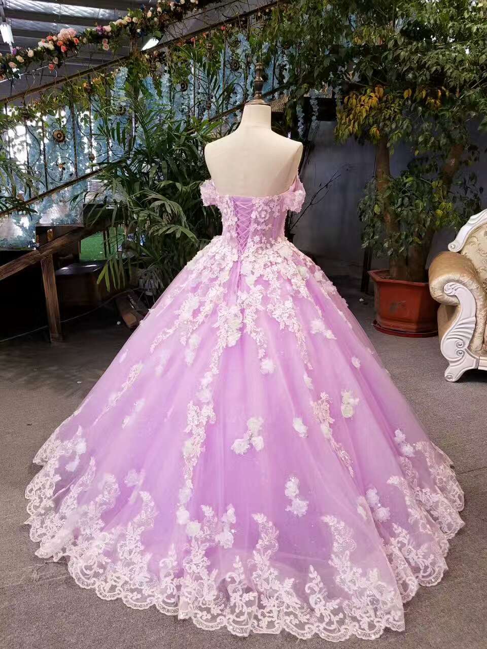 2024 New Arrival Floral Wedding Dresses A-Line Floor Length Lace Up Off The Shoulder With Beads And Appliques