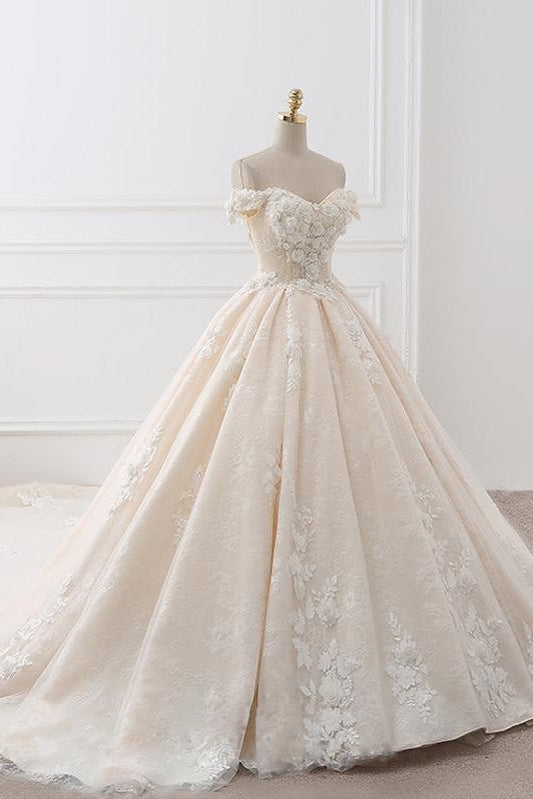 Gorgeous Off The Shouder Ball Gown Long Wedding Dresses Bridal Dresses