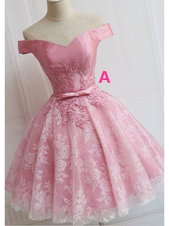 Off the Shoulder Lace up Lace Applique Dusty Rose Short Prom Dress Homecoming Dresses RS759