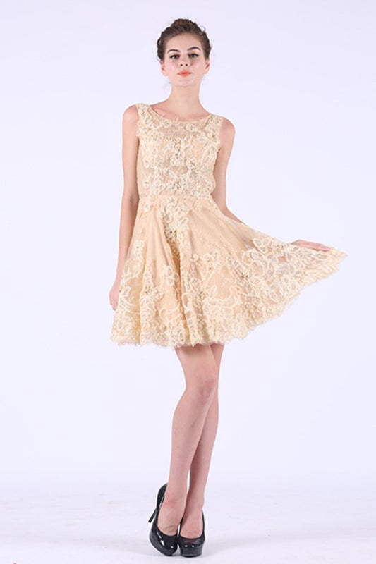 2024 Scoop Homecoming Dresses A Line Tulle With Applique Short/Mini