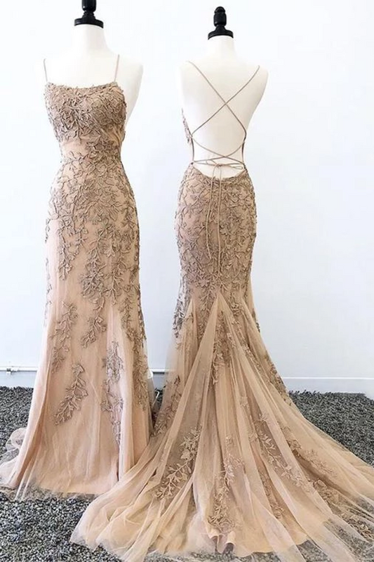 Sexy Mermaid Prom Dresses Criss Cross Back Evening Dresses, Hot Selling Long Formal Dress