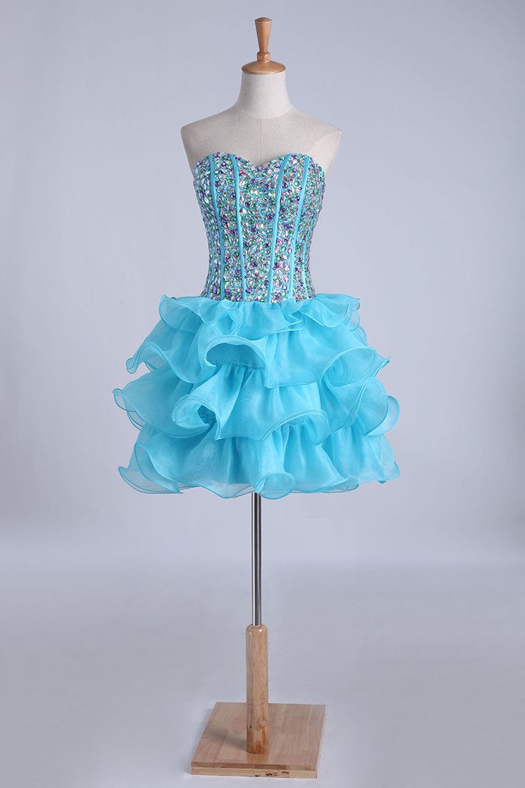 2024 Homecoming Dresses Ball Gown Sweetheart Short/Mini With Rhinestones