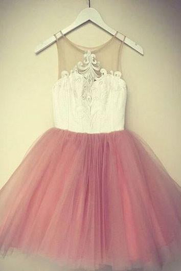 Blush Pink Homecoming Dresses Cheap Short Lace Homecoming Dress for teens RS110