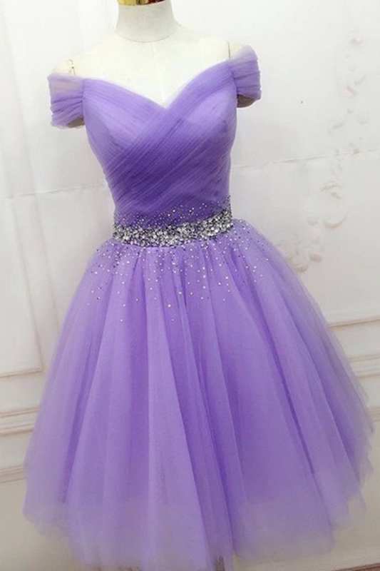 2024 Off The Shoulder A Line With Beads Homecoming Dresses Short/Mini Tulle