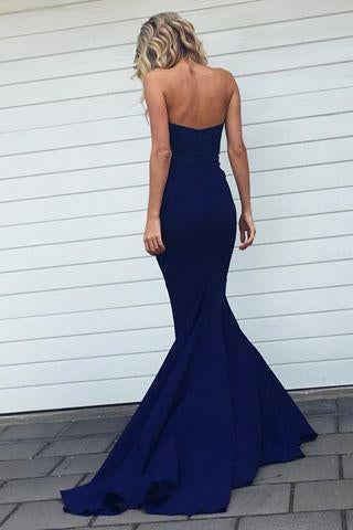 Sexy Mermaid Sweetheart Strapless Backless Sweep Train Bridesmaid Dresses with Pleats RS293