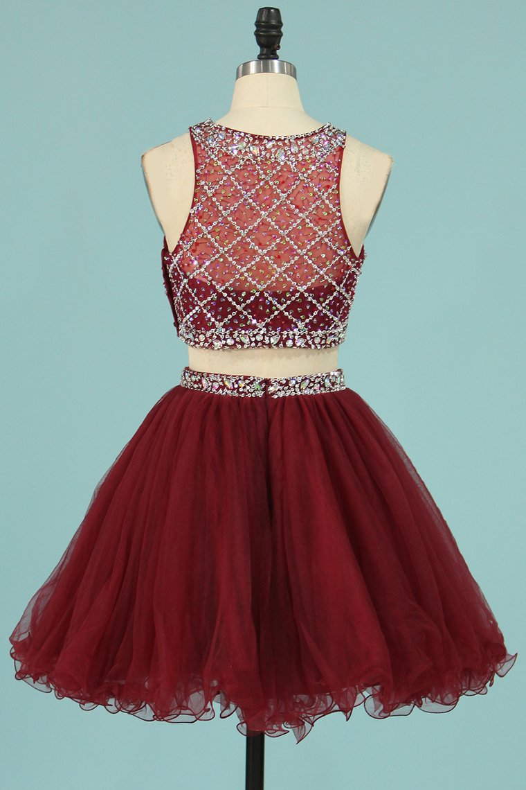 2024 Hot Selling Homecoming Dresses Scoop A-Line Beaded Bodice Tulle Short/Mini