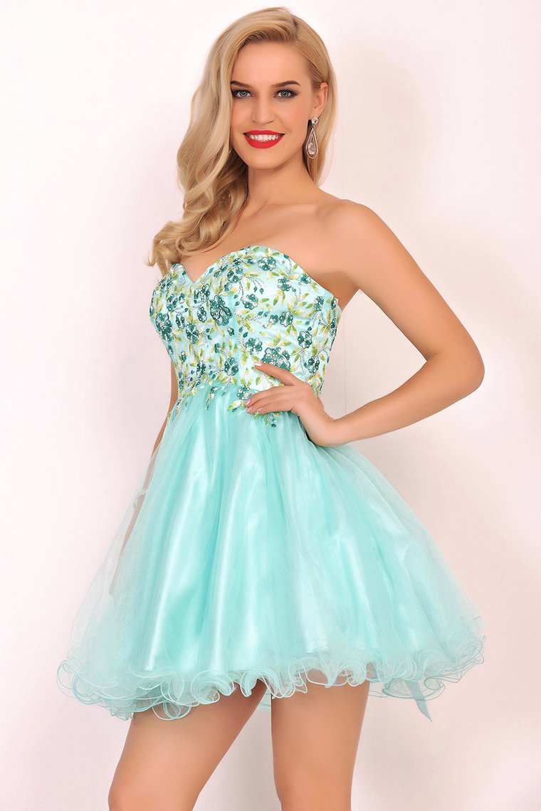 2024 Homecoming Dresses A-Line Boat Neck Short/Mini Beaded Bodice Tulle