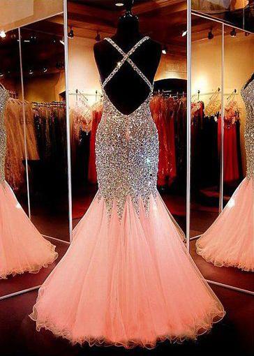 Beauty sweetheart neckline mermaid open back beading pageant formal dresses RS861