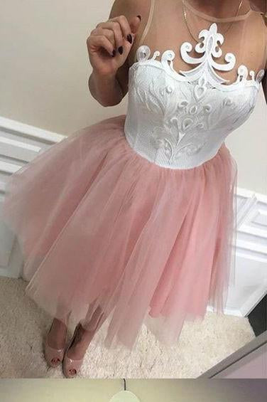 Blush Pink Homecoming Dresses Cheap Short Lace Homecoming Dress for teens RS110