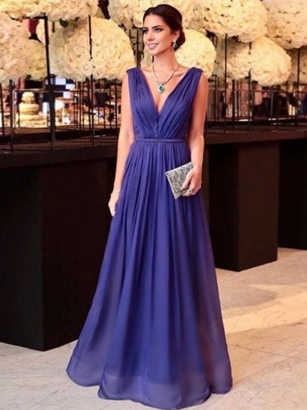 Morgan A-Line/Princess 30D Chiffon Ruffles V-neck Sleeveless Floor-Length Mother of the Bride Dresses DSP0020440