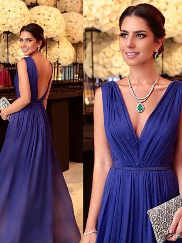 Morgan A-Line/Princess 30D Chiffon Ruffles V-neck Sleeveless Floor-Length Mother of the Bride Dresses DSP0020440