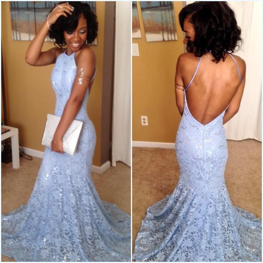 Fantastic Long 2024 Halter Neck Sleeveless Mermaid Beads Lace Backless Prom Dresses RS755