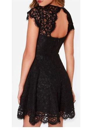 Black Lace Homecoming Dress Sweet 16 Dress Cute Backless Party Dresses for Teens RS90