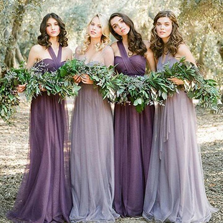 Convertiable Mismatched Tulle Long Elegant Cheap Charming Bridesmaid Dresses RS670