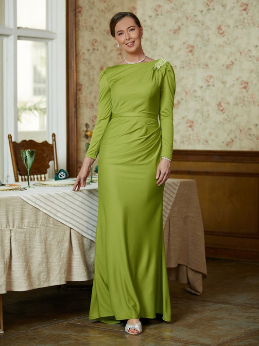 Kendall Sheath/Column Jersey Ruched Scoop Long Sleeves Floor-Length Mother of the Bride Dresses DSP0020352