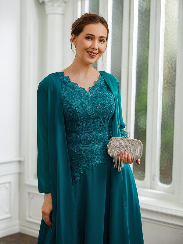 Joy A-Line/Princess Chiffon Ruched V-neck Short Sleeves Knee-Length Mother of the Bride Dresses DSP0020268