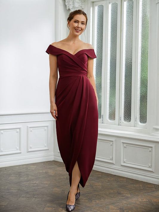 Leanna Sheath/Column Stretch Crepe Ruched Off-the-Shoulder Sleeveless Floor-Length Mother of the Bride Dresses DSP0020245