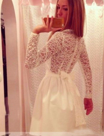 A-Line High Neck Long Sleeves White Homecoming Dresses Shyla 2024 With Sashes