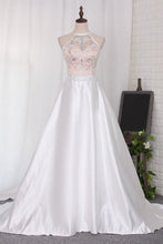 Load image into Gallery viewer, 2024 New Arrival Spaghetti Straps Tulle With Beading A Line Prom Dresses