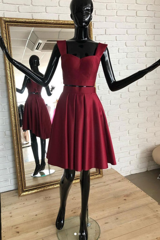 Homecoming Dresses Sarah Two Pieces Burgundy Short Dress Burgundy CD1027