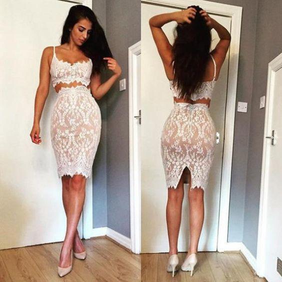 Two Homecoming Dresses Fatima Piece Mermaid Dress White Sweetheart CD11658