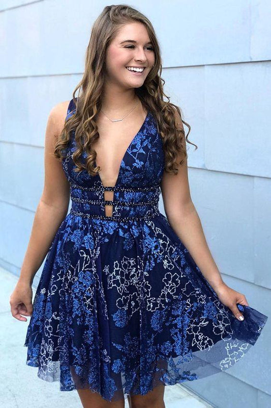 A-Line Short Homecoming Dresses Marilyn Navy CD1482